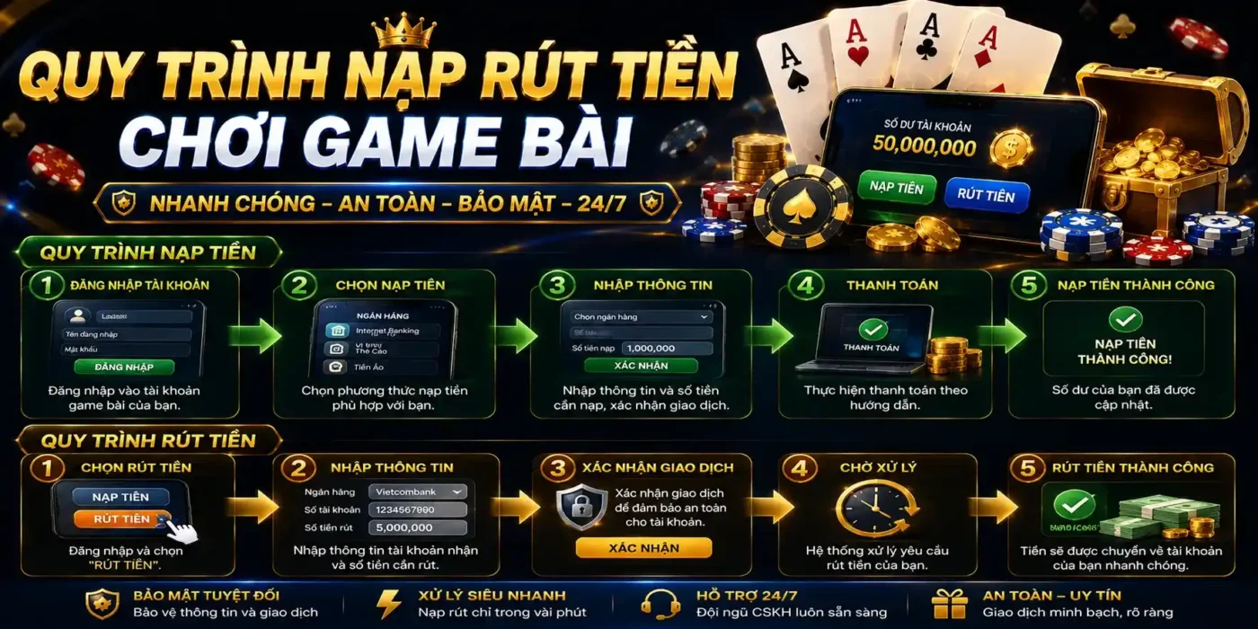 Quy trình nạp rút tiền chơi game bài